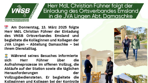 Besuch MdL Fühner in der JVA Lingen, Abt. Damaschke
